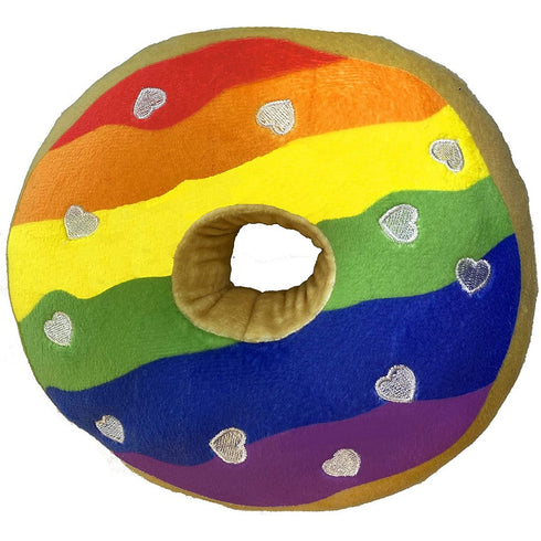 Huxley & Kent Lulubelles Power Plush Pride Donut Dog Toy with Squeaker Large - Poudre Pet and Feed Supply